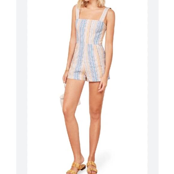 NWT Reformation Island Jumpsuit Marbella 100% Linen Size 10 - Picture 1 of 11